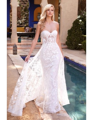 Long Formal Strapless Wedding Dress